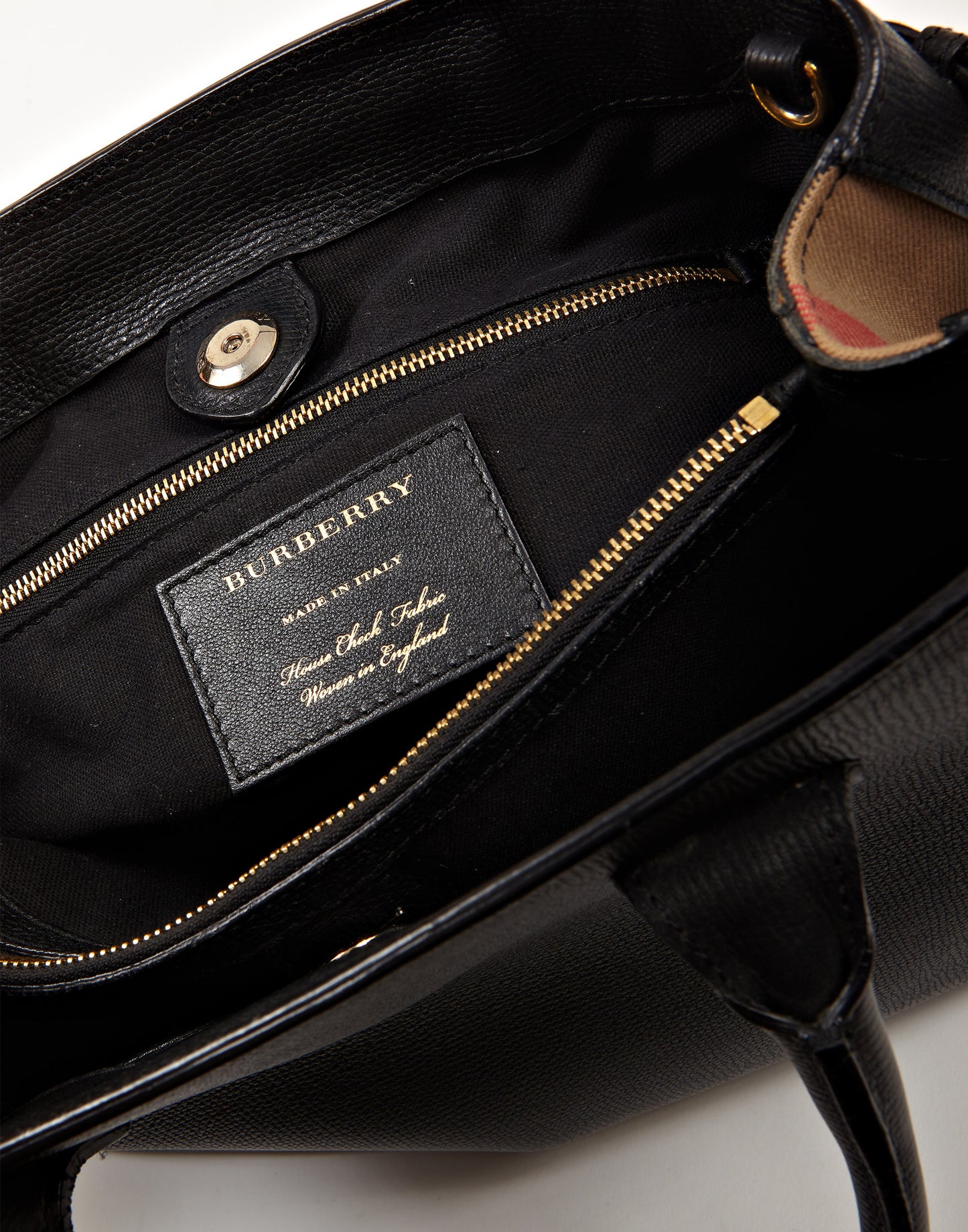 Burberry Black Leather Medium Banner Tote Bag