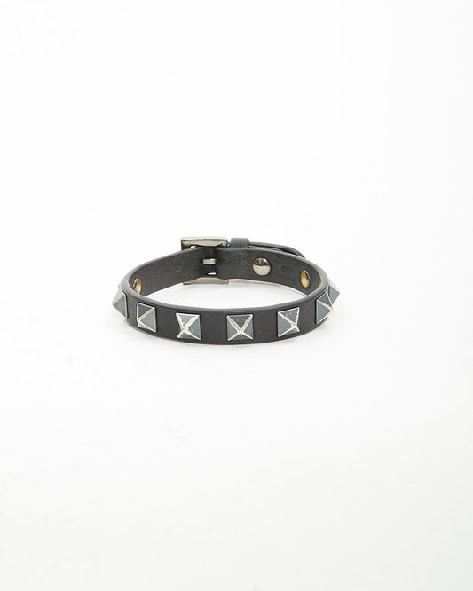 Valentino Black Leather Rockstud Bracelet