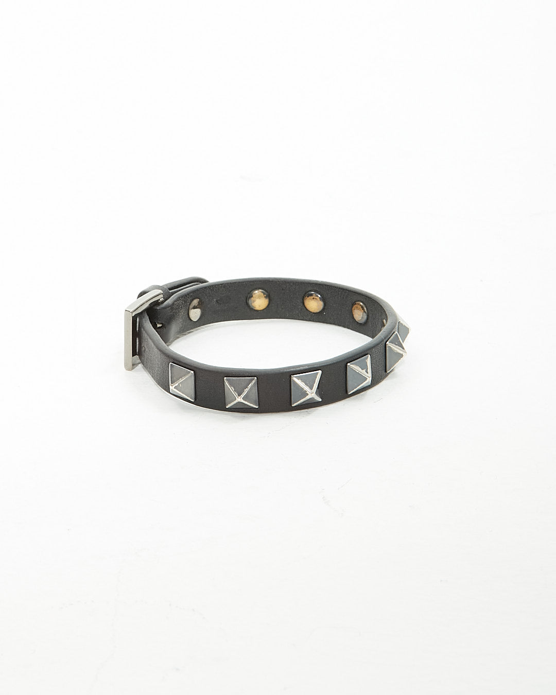 Valentino Black Leather Rockstud Bracelet