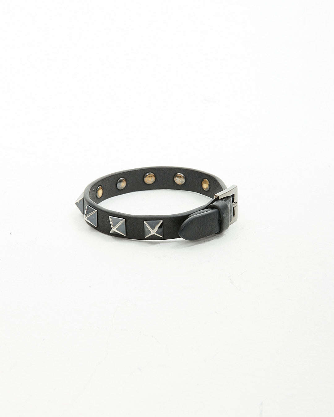 Valentino Black Leather Rockstud Bracelet